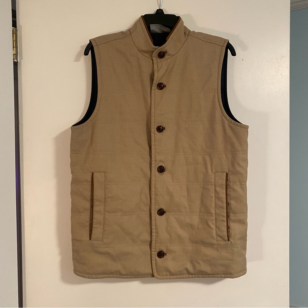 Hart Schaffner Marx Reversible Performance Vest Men’s M Button Down Blue/Beige